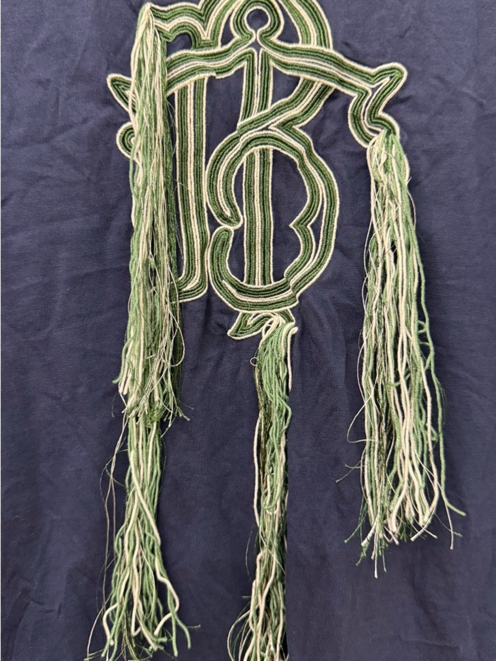 Tory Burch Buddy Logo Tee Top T-Shirt Navy Large - Picture 4 of 8